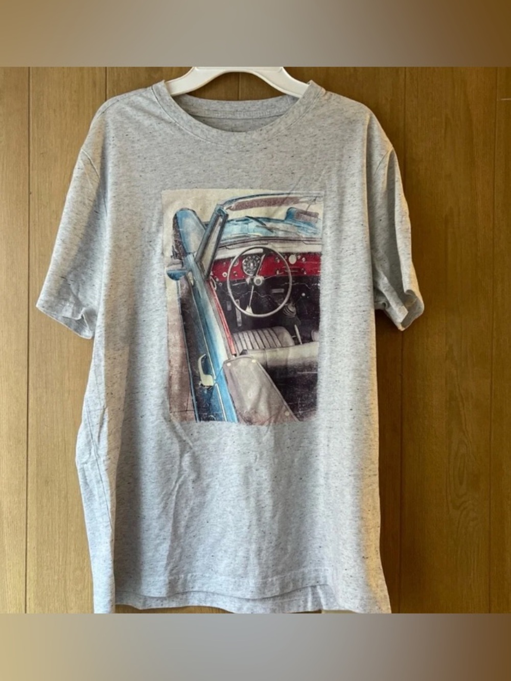 Gray Kids Graphic Tee with Classic Car Print